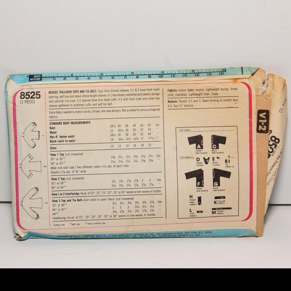 Vintage 70s Pullover Tunic Top Simplicity Pattern 8525 Size 10 CUT - Picture 2 of 2